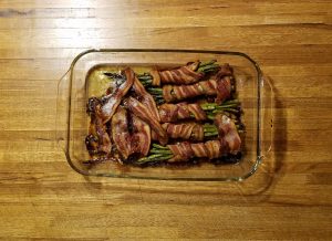 Finished bacon wrapped asparagus