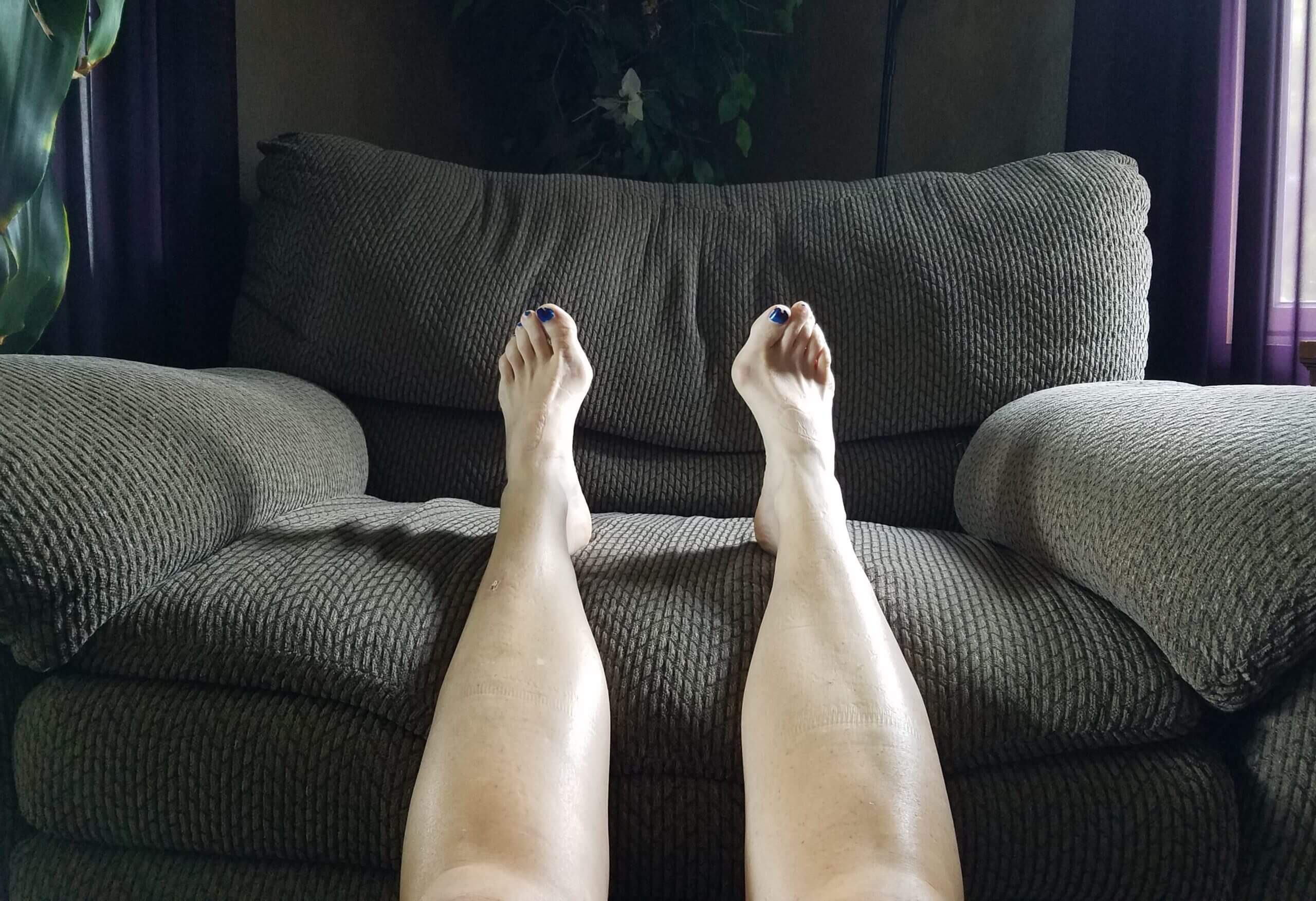 Feet up on a chair